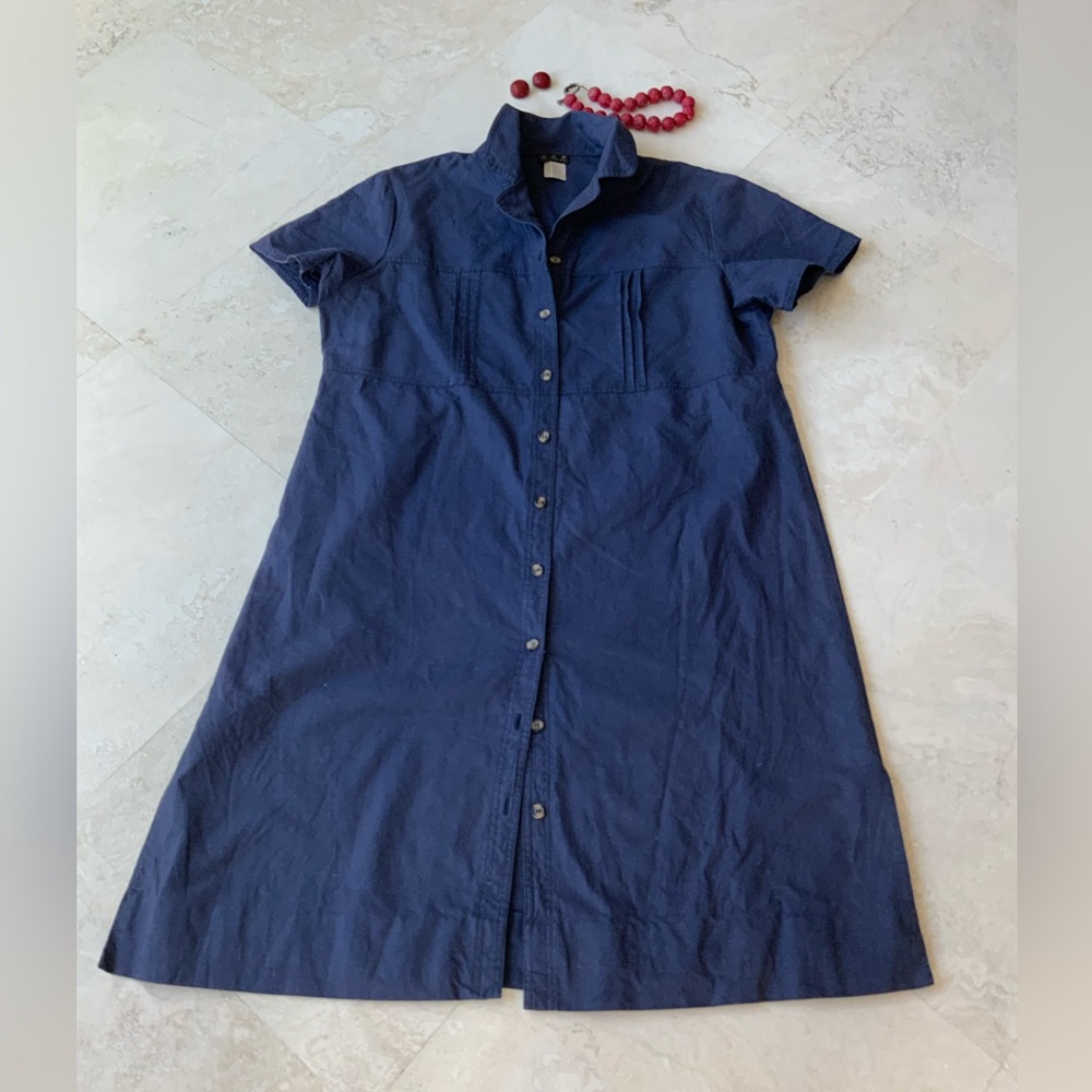 Elegant A-Line Women’s Linen/Cotton Navy Dress sz 22